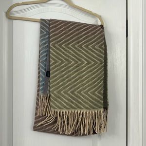 Beautiful scarf with taupe, blue and green colors. Brand new never worn